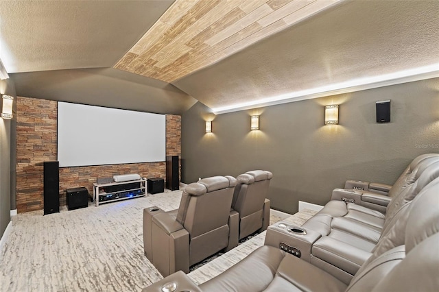 14037 Fairway Willow Ln, Winter Garden, FL 34787 - cinema room featuring vaulted ceiling, a fireplace, and a textured ceiling