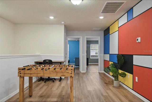 3806 Lana Ave, Davenport, FL 33897 - recreation room featuring light wood finished floors, recessed lighting, an office area, and a textured ceiling
