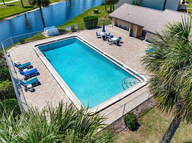 2175 Golf Isle Dr Unit 1022, Melbourne, FL 32935 - pool with a water view, a patio area, and a fenced backyard