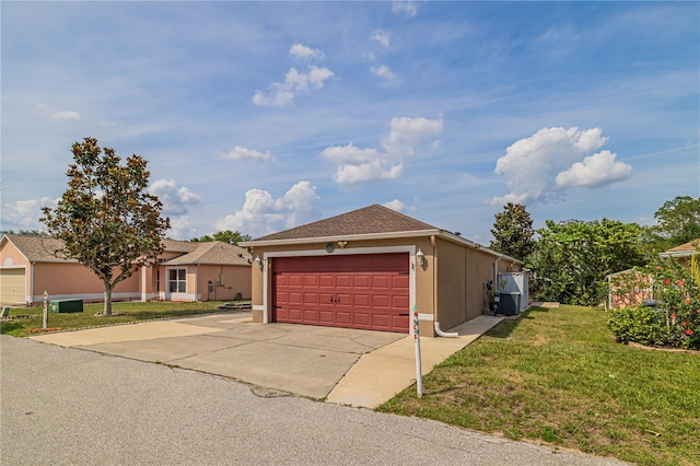 50989 Hwy 27 Unit 371, Davenport, FL 33897 - single story home with central AC unit, a garage, a front yard, and stucco siding