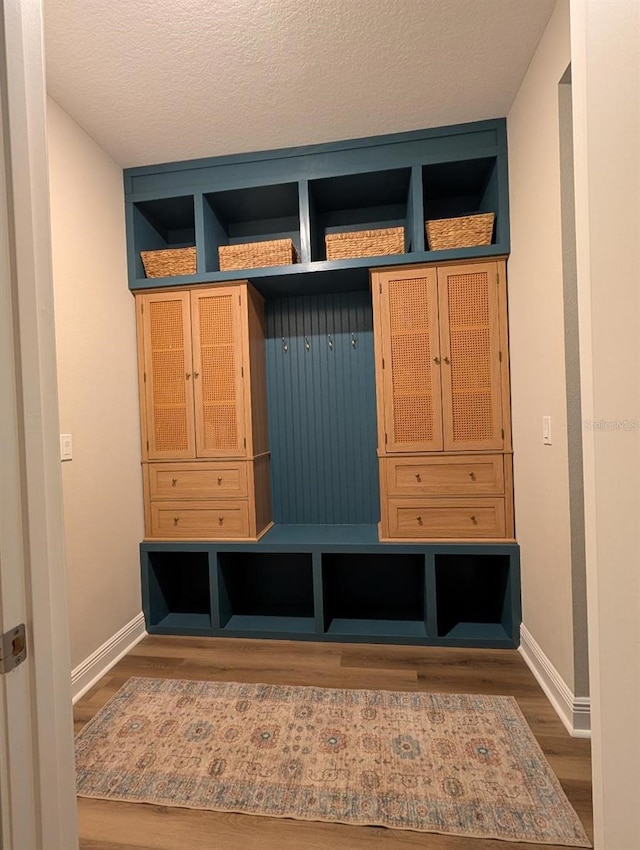 4485 Renly Ln, Clermont, FL 34711 - mudroom featuring a textured ceiling, baseboards, and wood finished floors
