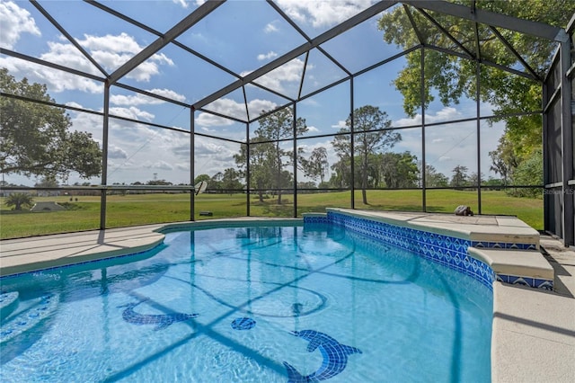 2710 Alabaster Ave, Orlando, FL 32833 - outdoor pool with a patio area, a lanai, and a yard