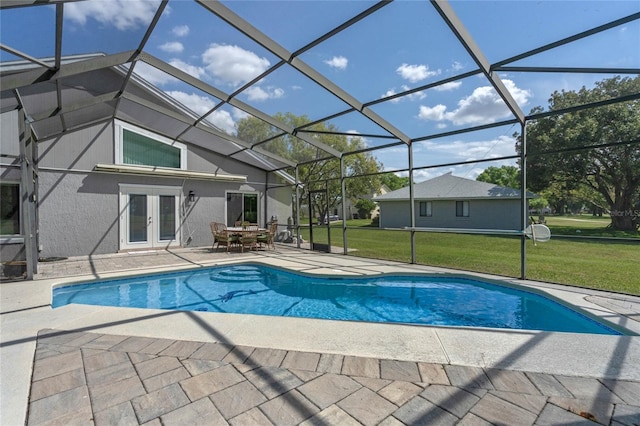 2710 Alabaster Ave, Orlando, FL 32833 - pool featuring a yard, french doors, a patio area, and a lanai