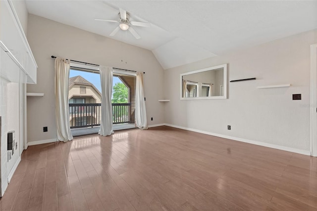 390 Lake Placid Ct Unit 304, Altamonte Springs, FL 32701 - spare room featuring vaulted ceiling, a ceiling fan, baseboards, and wood finished floors