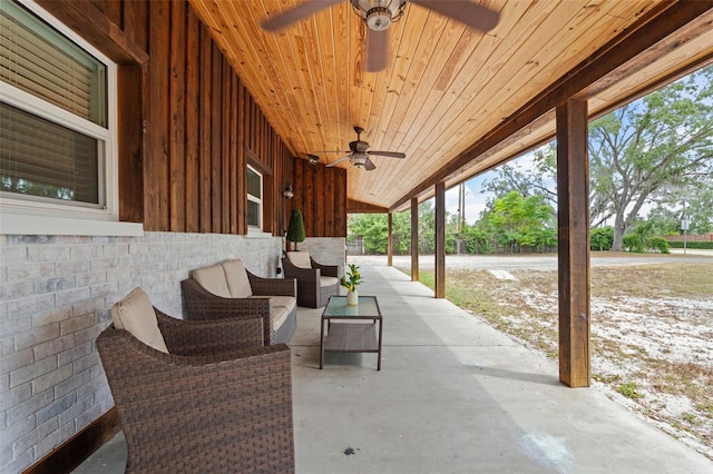 view of patio / terrace featuring outdoor lounge area and a ceiling fan