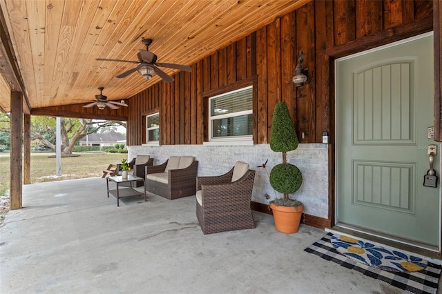 view of patio / terrace with ceiling fan