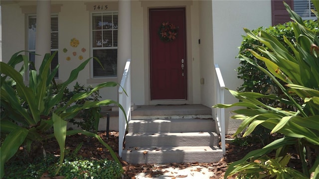 7415 Devereaux St, Reunion, FL 34747 - view of exterior entry with stucco siding
