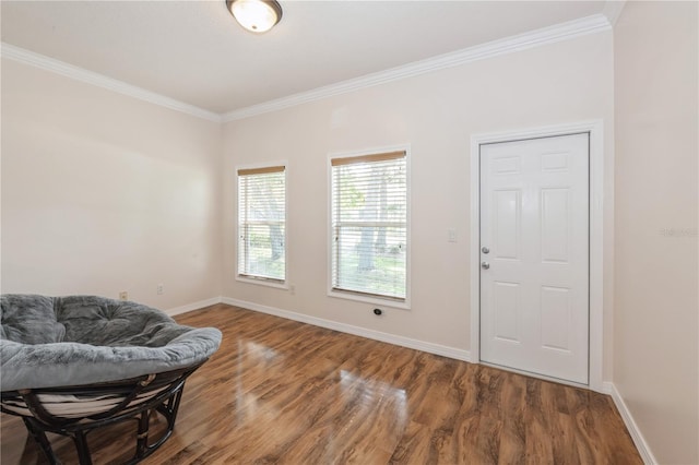14208 Morning Frost Dr, Orlando, FL 32828 - living area with baseboards, ornamental molding, and wood finished floors