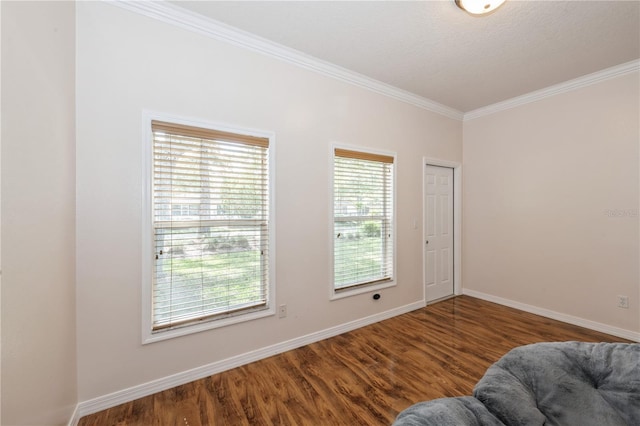 14208 Morning Frost Dr, Orlando, FL 32828 - living area with wood finished floors, baseboards, and ornamental molding