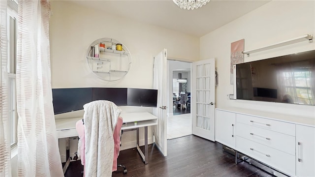 4002 Scarlet Branch Rd, Orlando, FL 32824 - office area featuring a chandelier and dark wood-type flooring