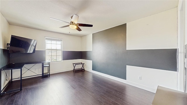 4002 Scarlet Branch Rd, Orlando, FL 32824 - interior space featuring baseboards, ceiling fan, a textured ceiling, and wood finished floors