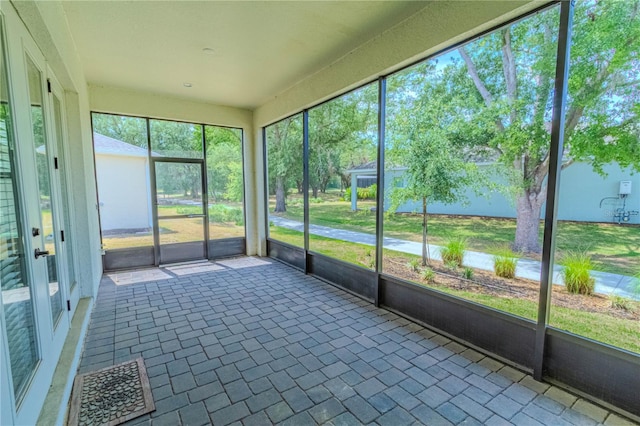 view of unfurnished sunroom