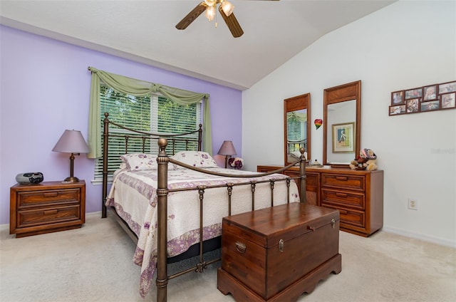 3321 San Jacinto Cir Unit 116, Sanford, FL 32771 - bedroom with lofted ceiling, light carpet, baseboards, and ceiling fan