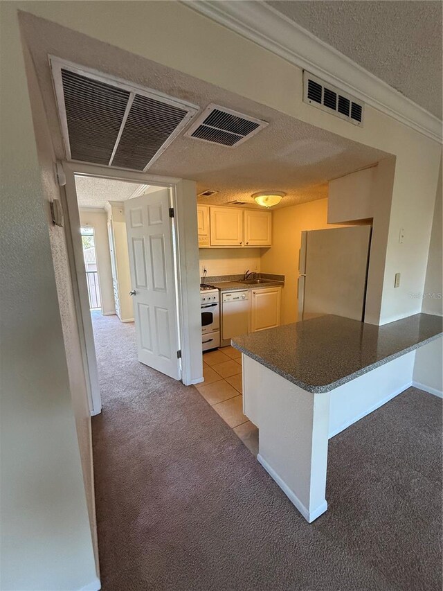 128 Water Front Way Unit 300, Altamonte Springs, FL 32701 - kitchen with light colored carpet, white appliances, and visible vents