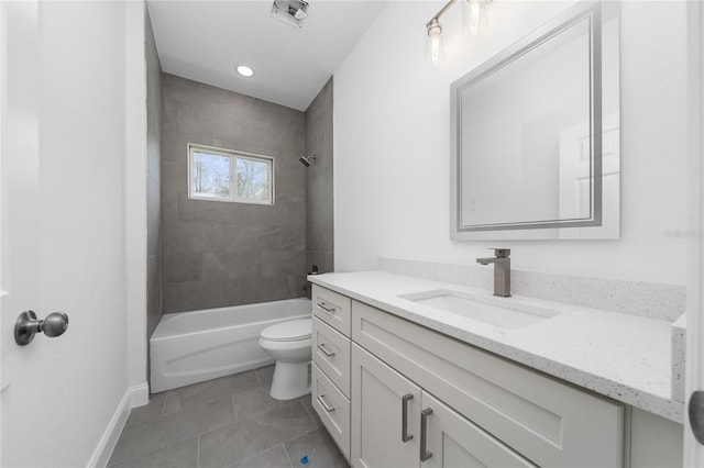 6257 SW 153 Rd Ln, Ocala, FL 34473 - full bath featuring tile patterned flooring, toilet, vanity, tub / shower combination, and baseboards