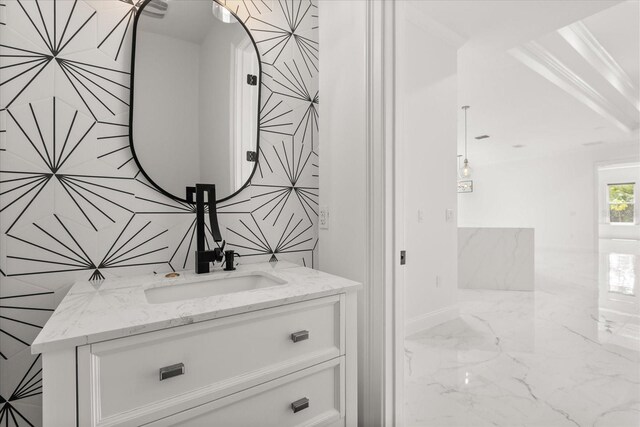16500 Magnolia Terrace Blvd, Montverde, FL 34756 - bathroom with marble tiled flooring, vanity, and baseboards
