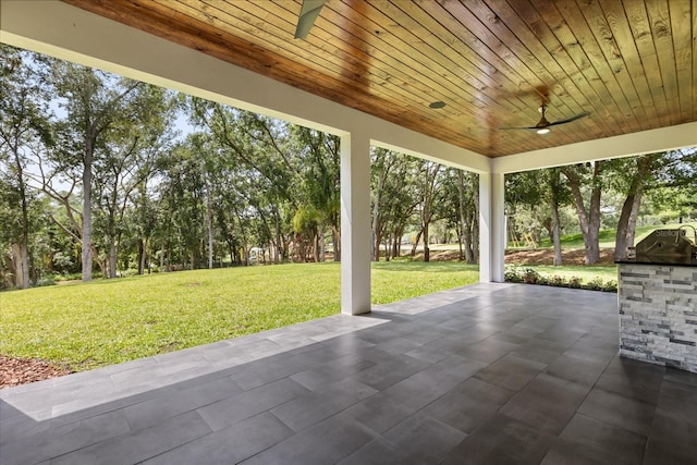 16500 Magnolia Terrace Blvd, Montverde, FL 34756 - view of patio featuring ceiling fan and view of wooded area