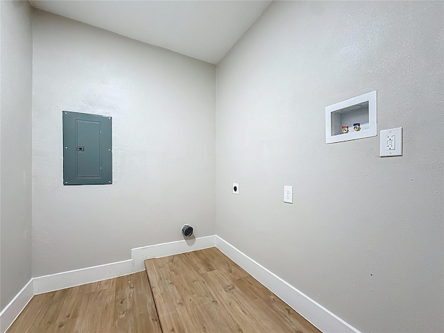236 N Ranger Blvd, Winter Park, FL 32792 - laundry area featuring electric panel, light wood-style floors, hookup for a washing machine, and electric dryer hookup