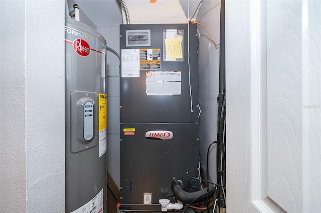 utility room featuring heating unit
