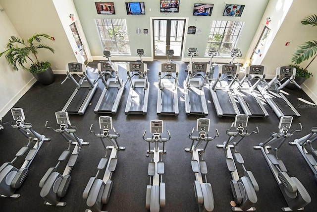 exercise room with plenty of natural light and baseboards