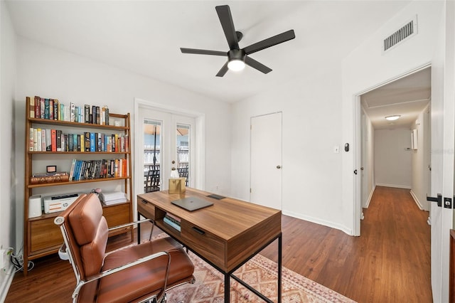 1424 W New Hampshire St, Orlando, FL 32804 - office space featuring a ceiling fan, baseboards, visible vents, and wood finished floors