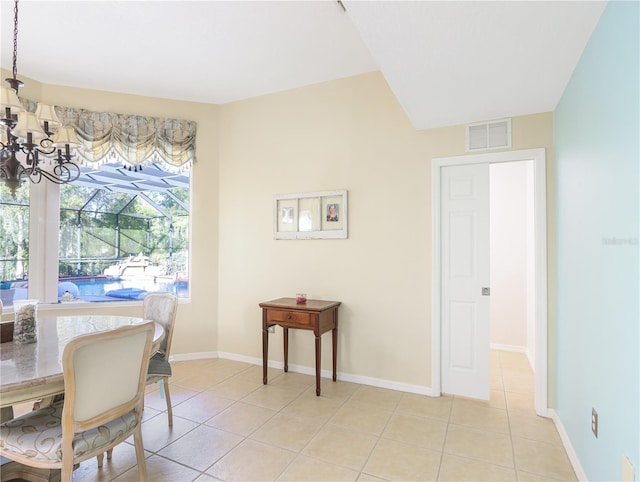 4675 Ficus Dr, Beverly Hills, FL 34465 - dining room with light tile patterned floors, an inviting chandelier, baseboards, and visible vents