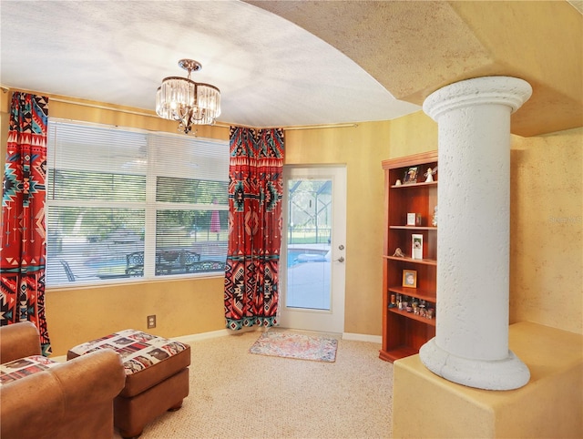 4675 Ficus Dr, Beverly Hills, FL 34465 - interior space featuring carpet, a chandelier, and baseboards