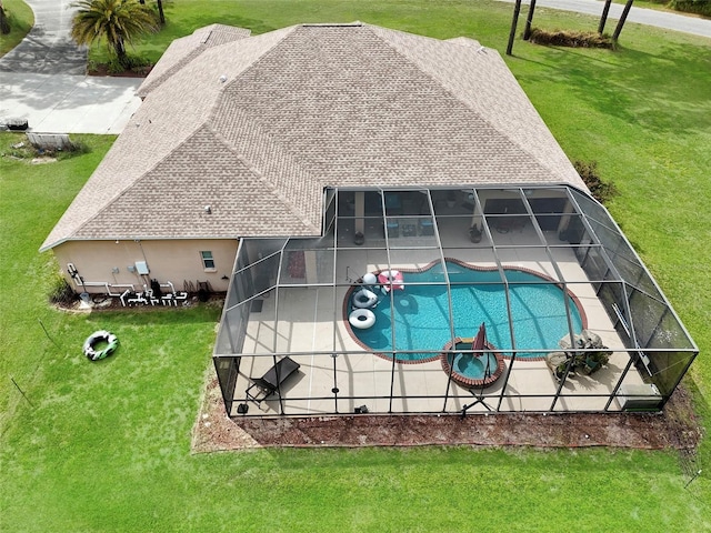 4675 Ficus Dr, Beverly Hills, FL 34465 - exterior space with a lanai, a yard, and a patio area