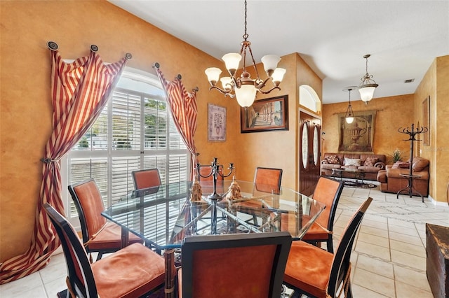 1714 Sweetwater W Cir, Apopka, FL 32712 - dining room featuring visible vents, tile patterned floors, baseboards, and a notable chandelier