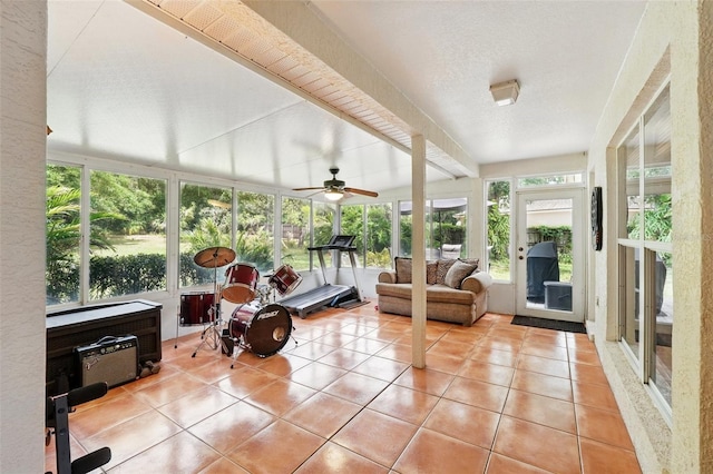 1714 Sweetwater W Cir, Apopka, FL 32712 - sunroom featuring tile patterned flooring and ceiling fan