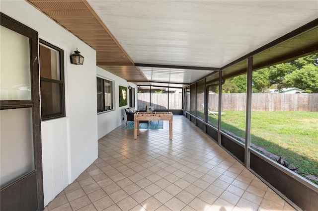 view of unfurnished sunroom