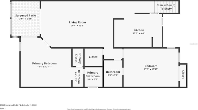 3106 S Semoran Blvd Unit P-2, Orlando, FL 32822 - property floor plan