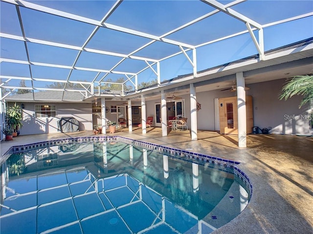 1644 Hibiscus Ave, Winter Park, FL 32789 - pool featuring glass enclosure, a patio, and ceiling fan