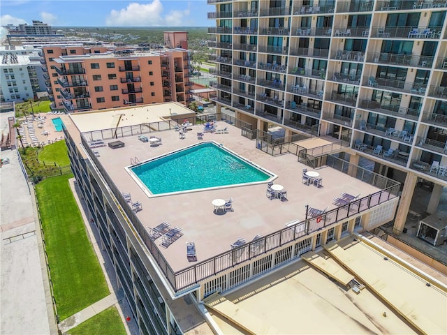 4139 S Atlantic Ave Unit B707, New Smyrna Beach, FL 32169 - community pool featuring fence, a view of city, and a patio