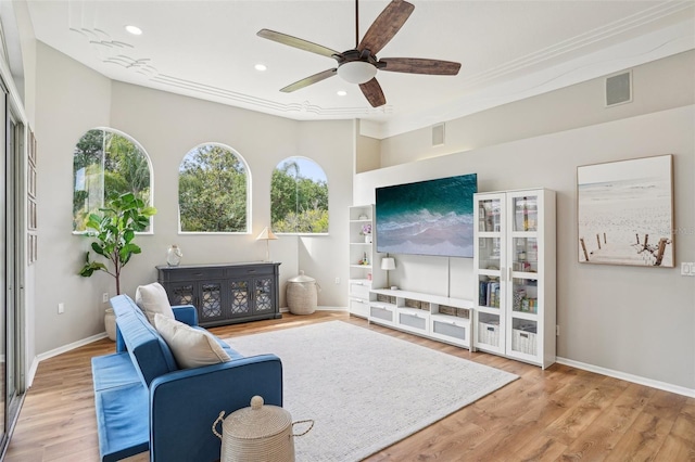336 Plantation Club Dr, Debary, FL 32713 - living room featuring a healthy amount of sunlight, ceiling fan, recessed lighting, and visible vents