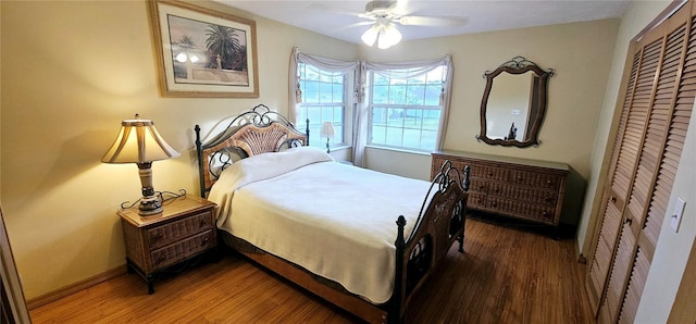 62 Barkley Ln, Palm Coast, FL 32137 - bedroom featuring wood finished floors, a closet, and ceiling fan