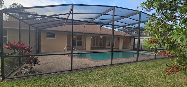 62 Barkley Ln, Palm Coast, FL 32137 - swimming pool featuring a lanai, a patio, and a lawn