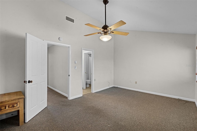 unfurnished bedroom featuring baseboards, visible vents, and carpet