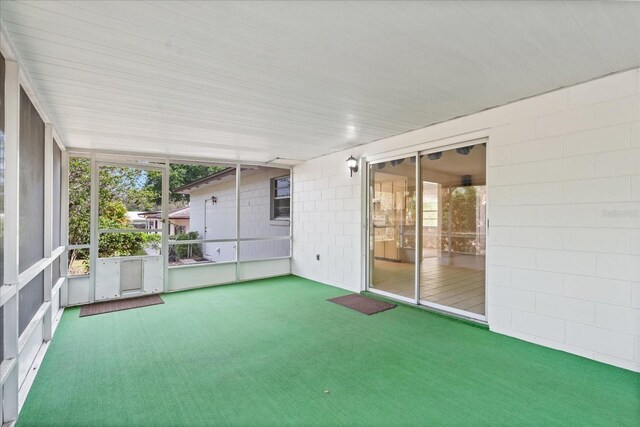 view of unfurnished sunroom
