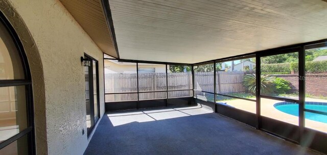 view of unfurnished sunroom