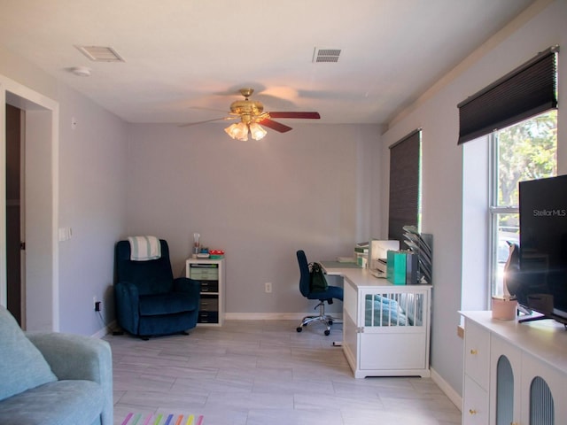15 Estrella Rd, Debary, FL 32713 - office area featuring ceiling fan and baseboards