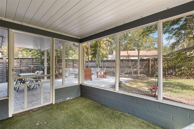 view of unfurnished sunroom