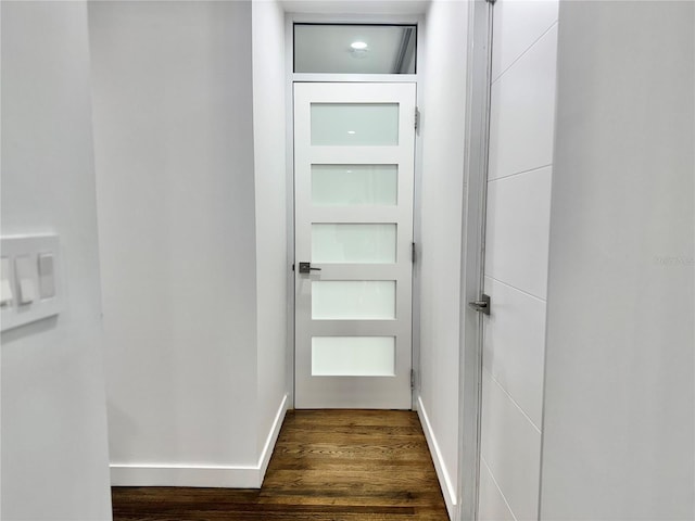 interior space with dark wood-style flooring