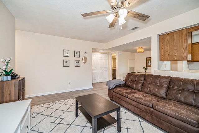 150 Waterfall Way Unit 102, Altamonte Springs, FL 32714 - living area with light wood-type flooring, a ceiling fan, visible vents, and baseboards