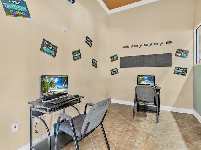 411 Cabello Dr, Davenport, FL 33837 - office area featuring baseboards and ornamental molding
