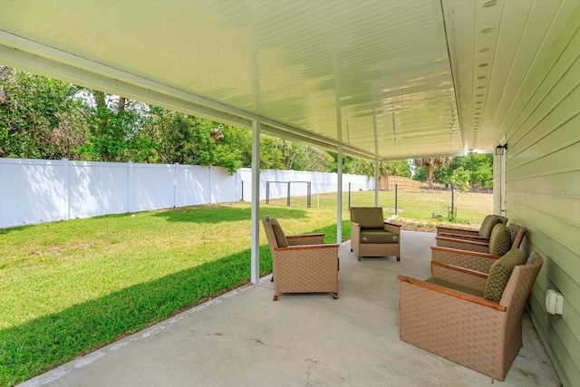 view of patio featuring a fenced backyard