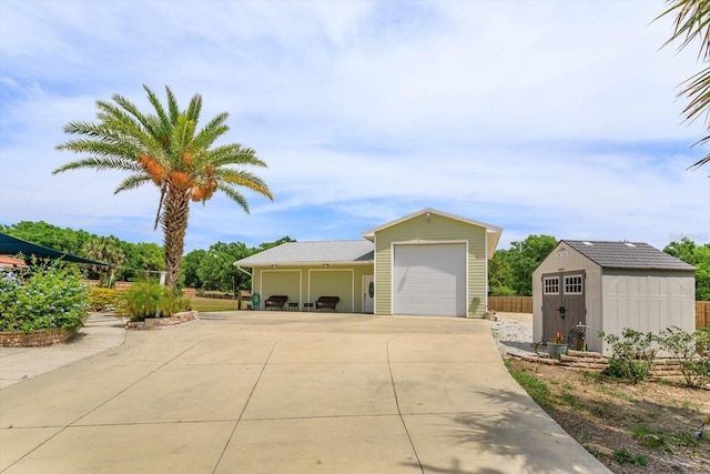 exterior space featuring a storage shed