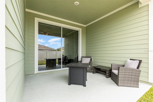 view of patio / terrace featuring an outdoor living space