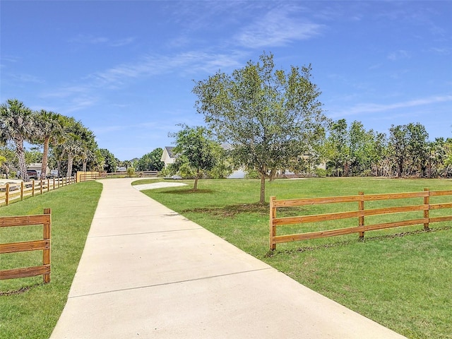 surrounding community featuring fence and a lawn