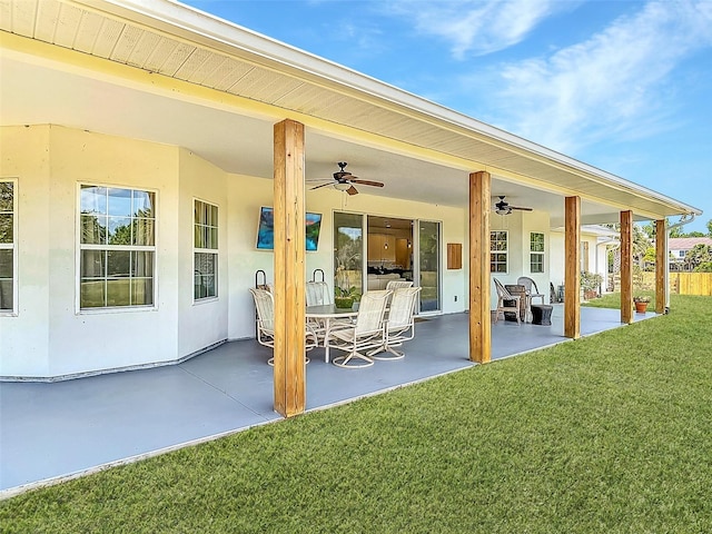 view of patio / terrace featuring ceiling fan